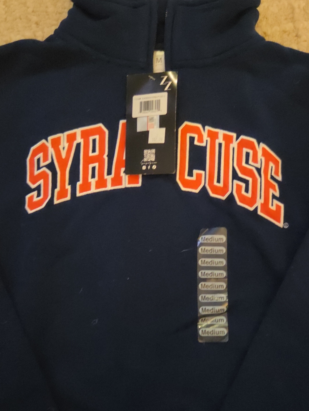 Syracuse Navy Pullover Hoodie Sweater - Medium